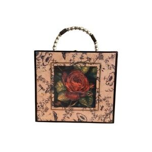 Vintage Decoupage Cigar Wooden Jewelry Box Purse